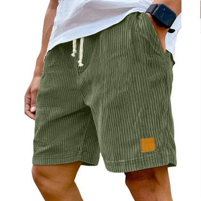 Men's Comfort Corduroy Shorts-Casual Plain Knee Length