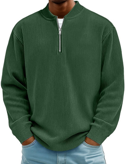 Breathable Zipped  Corduroy Henley Shirt