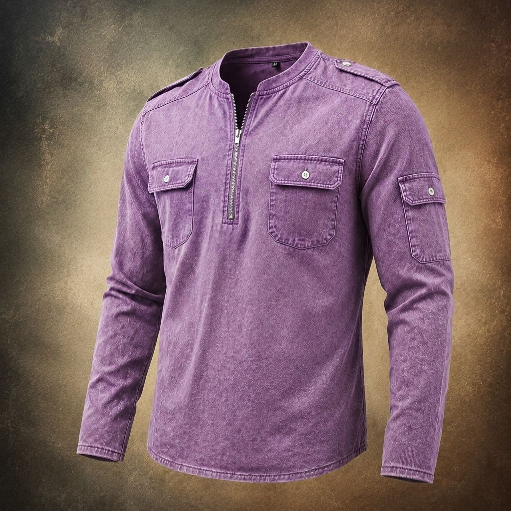 Classic Cotton Long Sleeve Henley Shirt