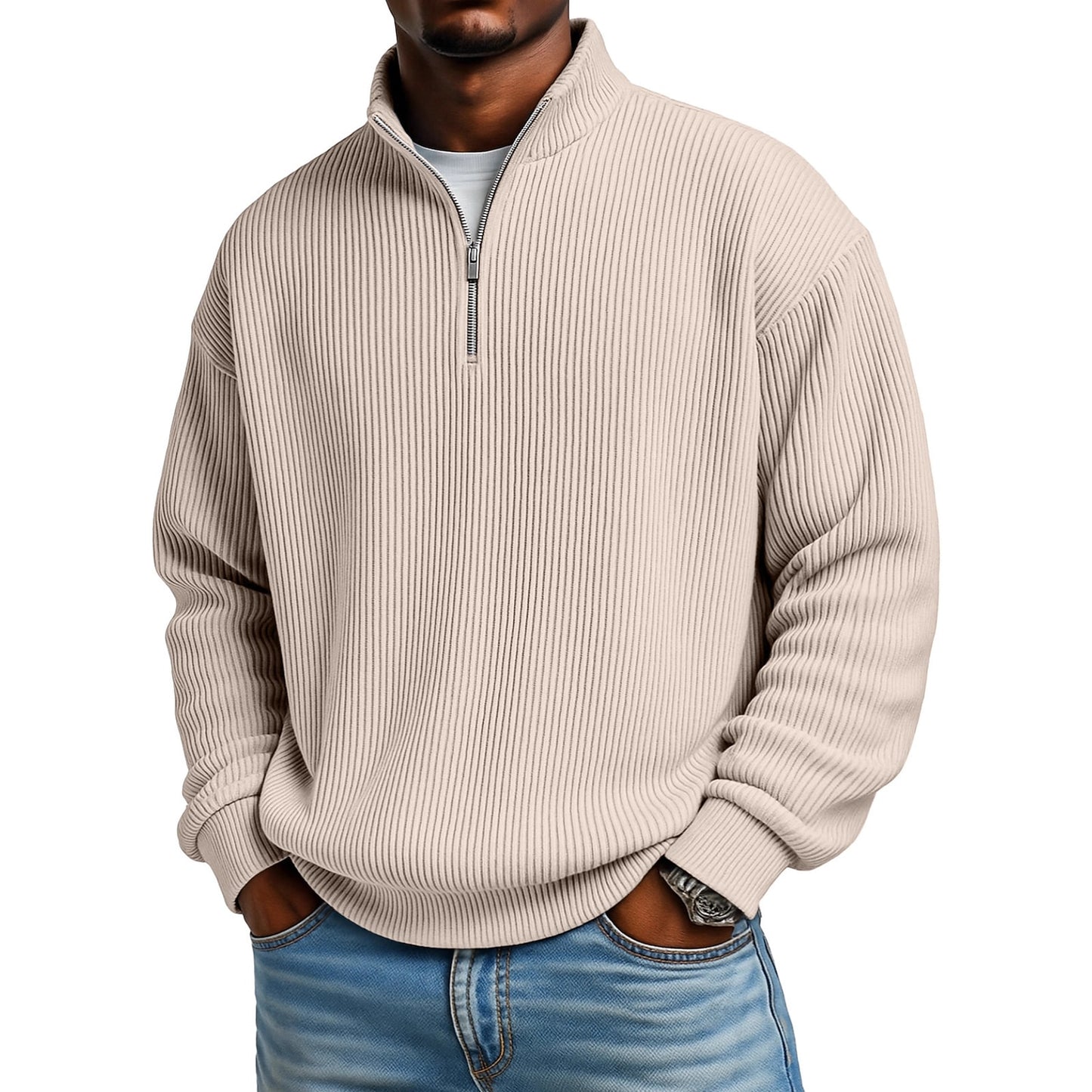 Corduroy Zipped Polo Shirts