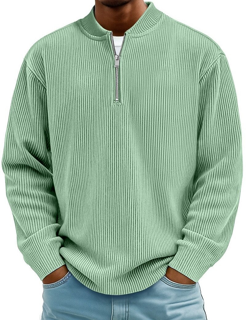 Breathable Zipped  Corduroy Henley Shirt