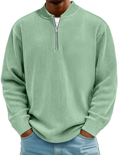 Breathable Zipped  Corduroy Henley Shirt