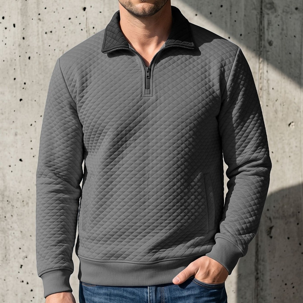 Colorblock Waffle Quarter-Zip Sweatshirt