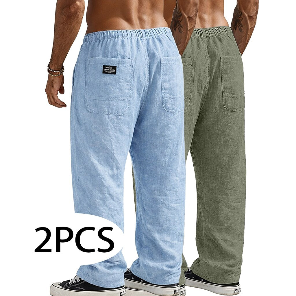 2Pcs Men's Linen Pants Set