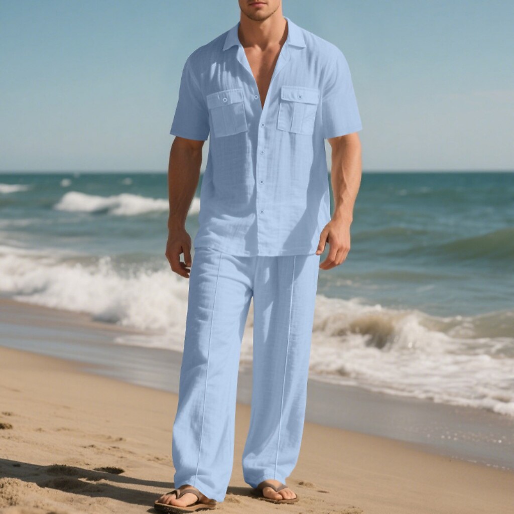 2-Piece Outfit-Linen Shirt with Pants