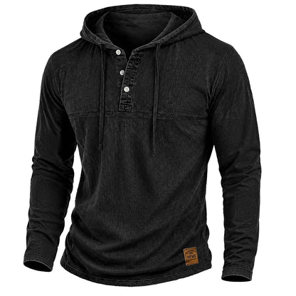 Vintage Washed Cotton Hooded Sweatshirt