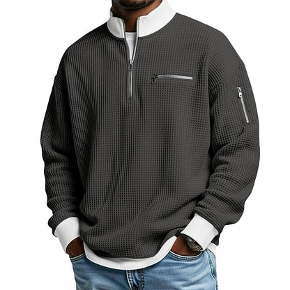 Half Zipped Waffle Polo Shirts