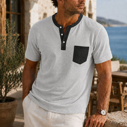 Men's Colorblock Waffle Henley T-Shirt