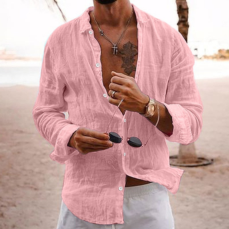 Cotton Linen Button-Up Shirt