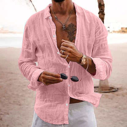 Cotton Linen Button-Up Shirt