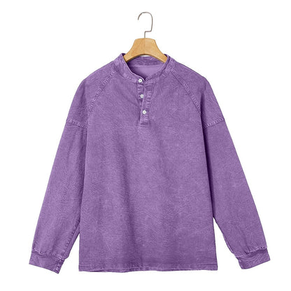 Soft Washed Long Sleeve Henley Shirt