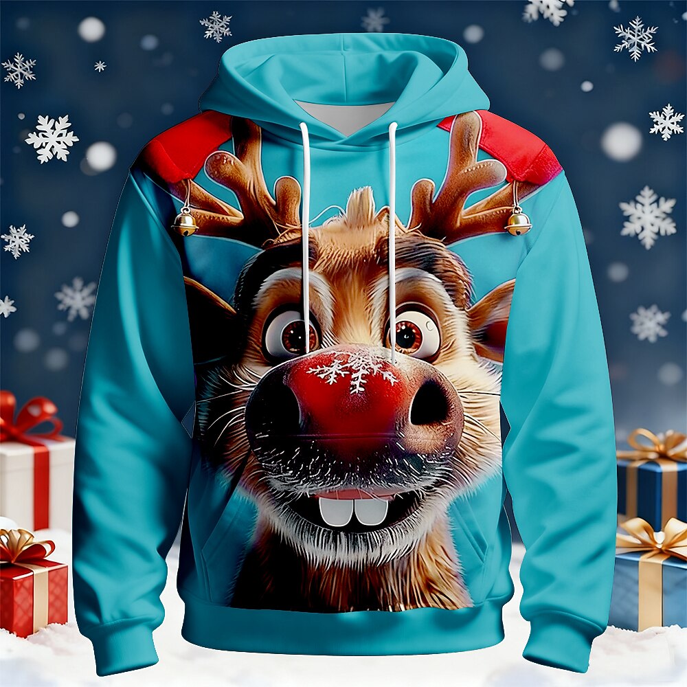 Christmas Moose Festive Holiday Pullover Hoodie