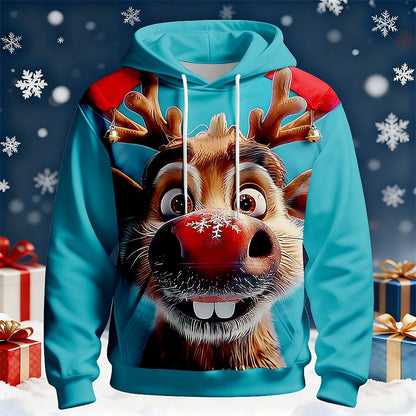 Christmas Moose Festive Holiday Pullover Hoodie