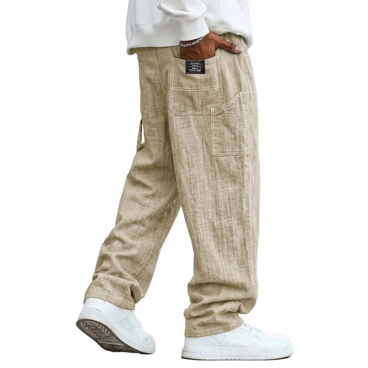 Cotton Linen Pants - Relaxed Fit for Daily & Beach Wear