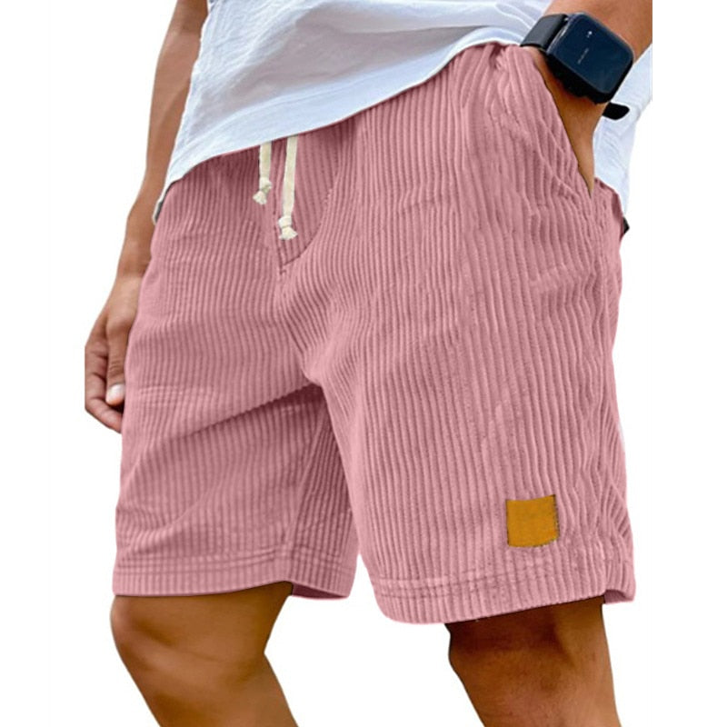 Men's Comfort Corduroy Shorts-Casual Plain Knee Length