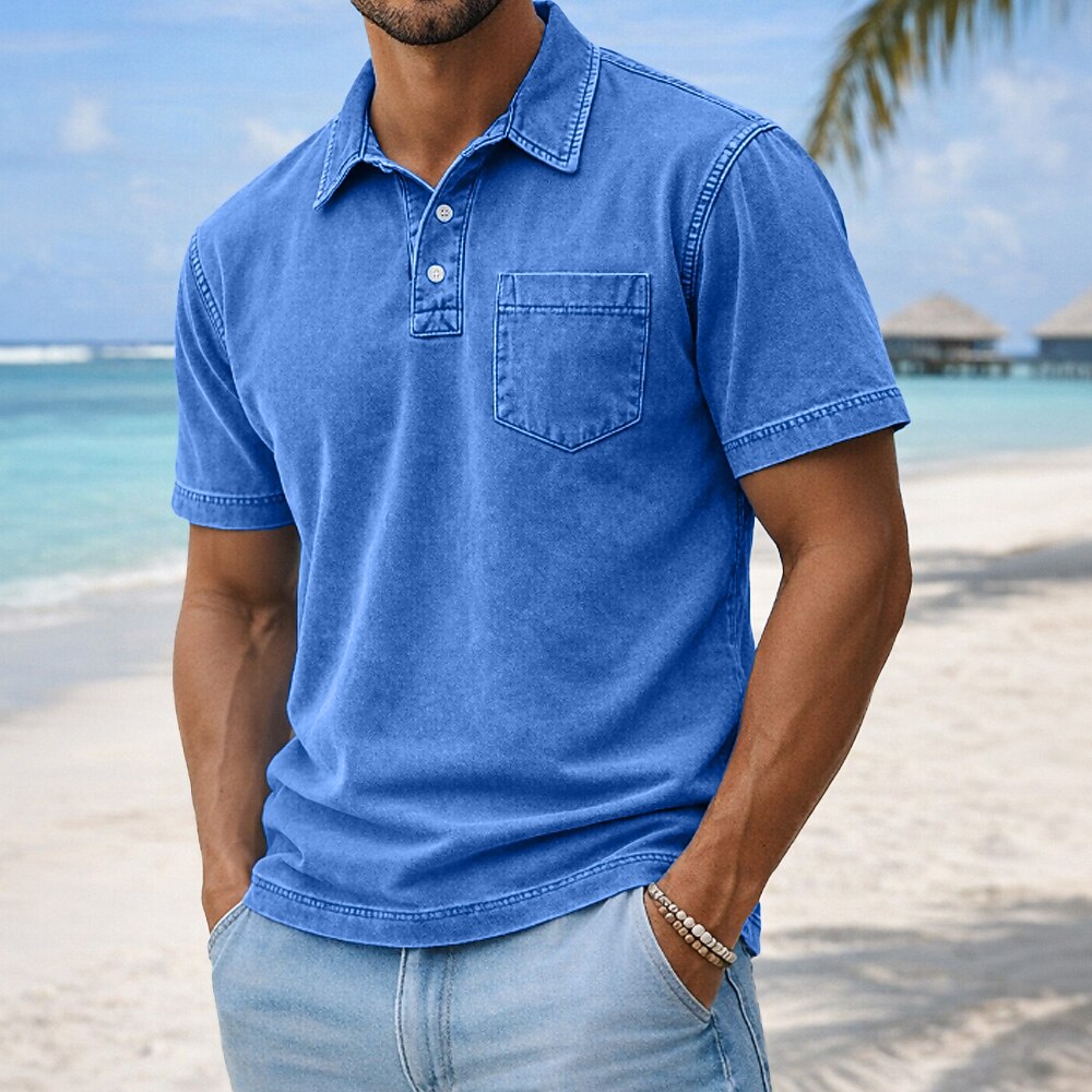Washed 100% Cotton Vintage Polo Shirt