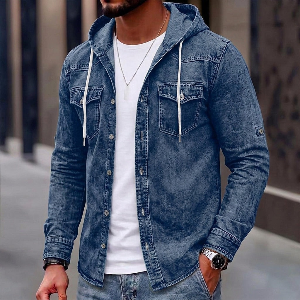Vintage Washed Hooded Western Shirt