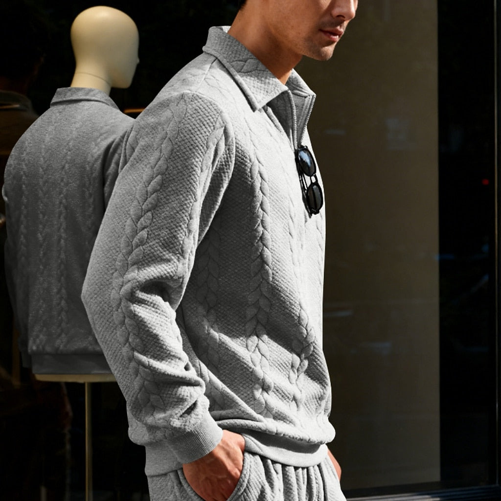 Men's Jacquard Soft Zipped Polo
