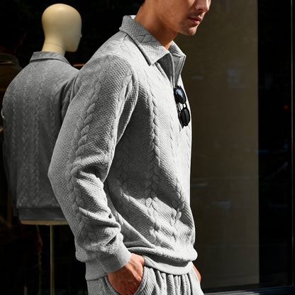 Men's Jacquard Soft Zipped Polo