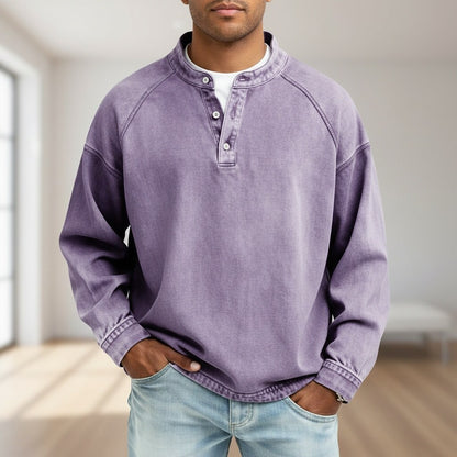 Broken-in Comfort Washed Cotton Henley Shirt