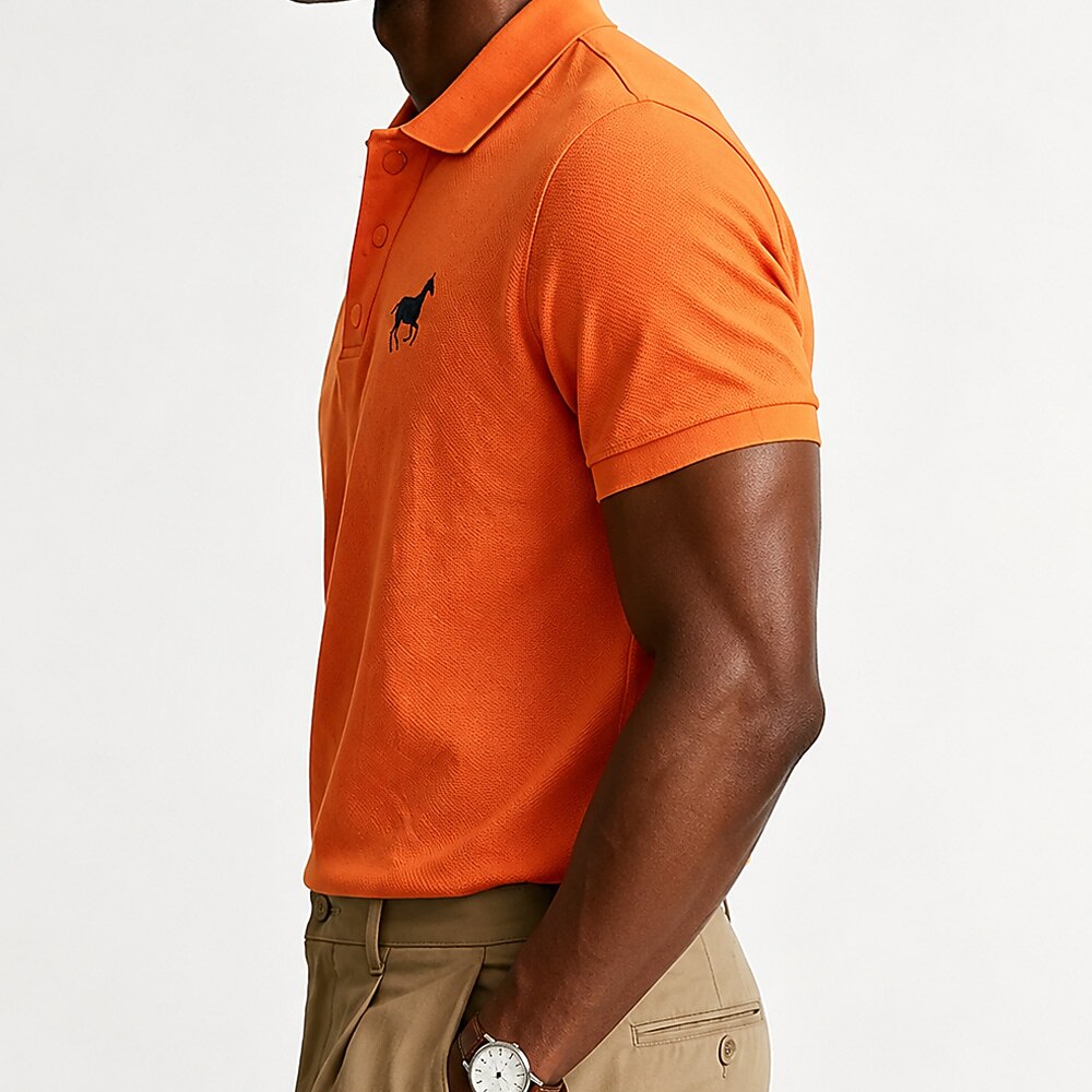 100% Cotton Embroidered Pique Knit Polo Shirt