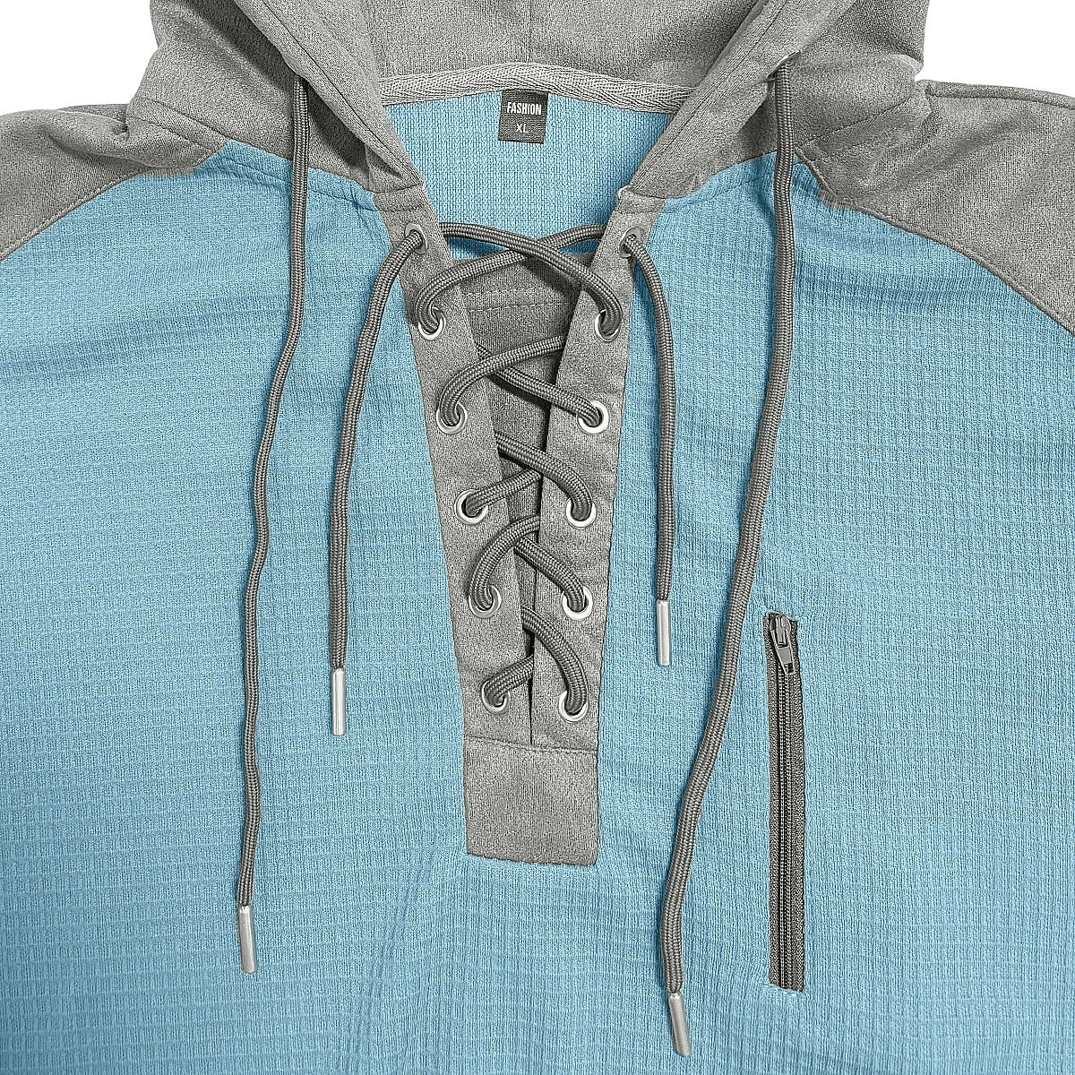 Colorblock Hooded Waffle Henley Shirts