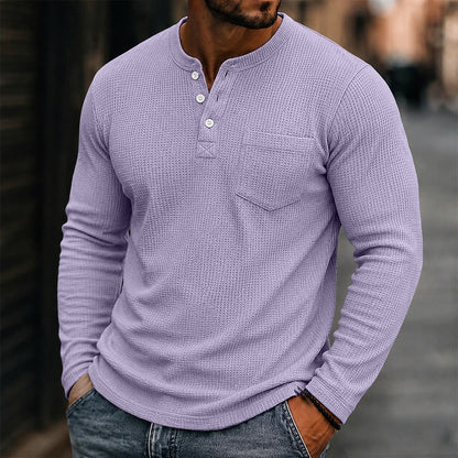 Soft Waffle Textured Button Henley