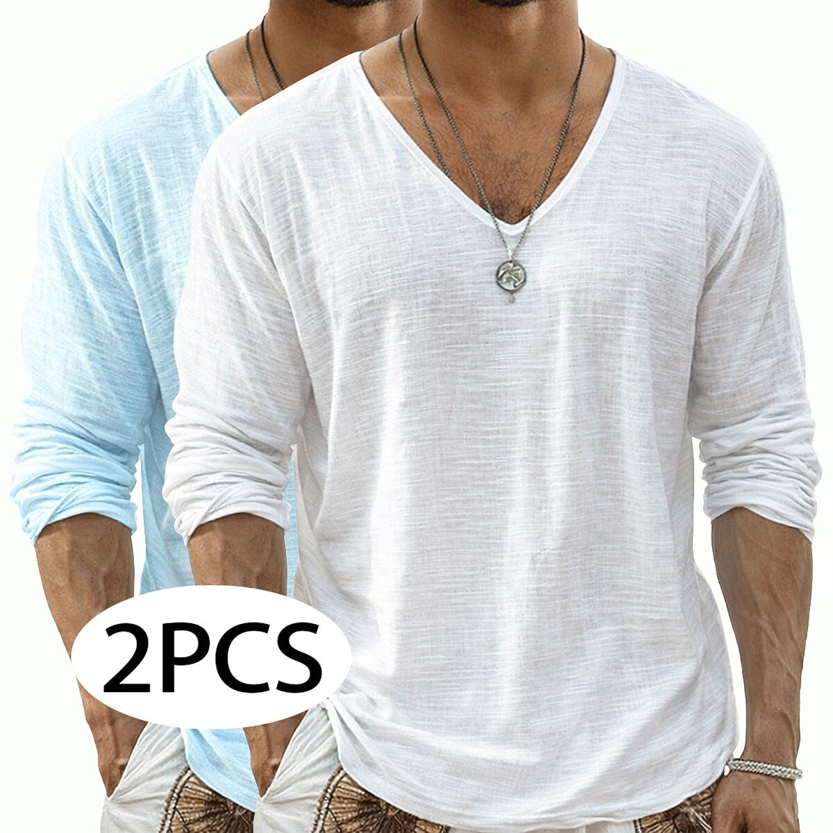 2-Pack Linen V-neck T-shirt