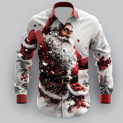 Men's Santa Christmas 3D Button-Up Shirt