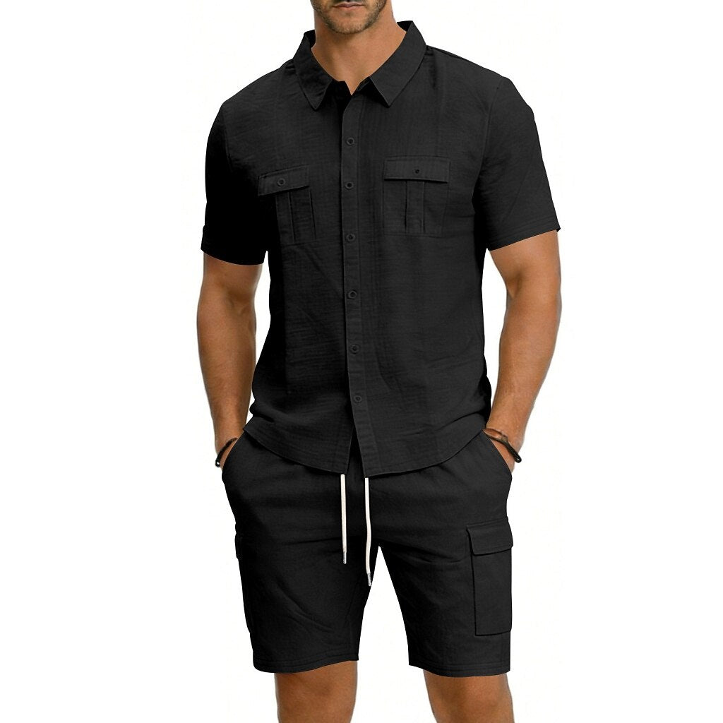 Cotton Linen Shirt & Shorts Set