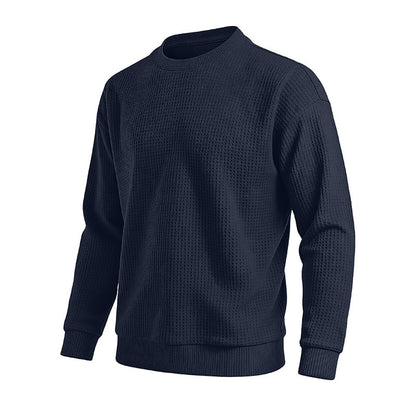 Classic Waffle Knit Crew Neck Sweatshirt