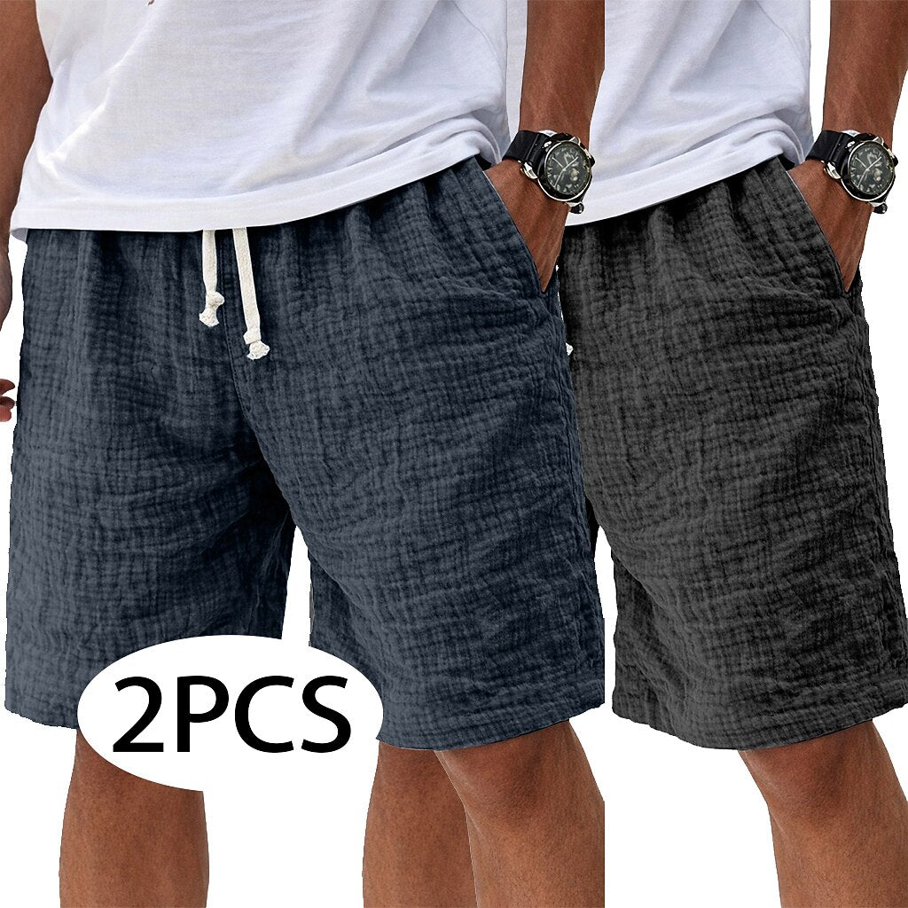 2Pcs Lightweight Linen Shorts