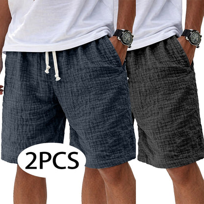 2Pcs Lightweight Linen Shorts