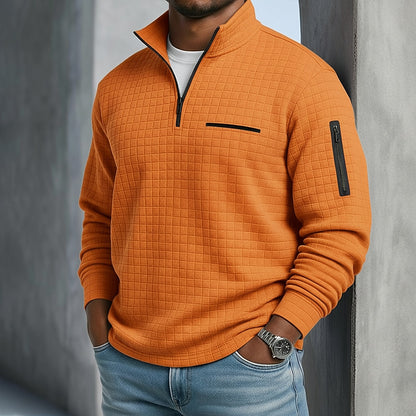 Quarter Zip Textured Waffle Polo