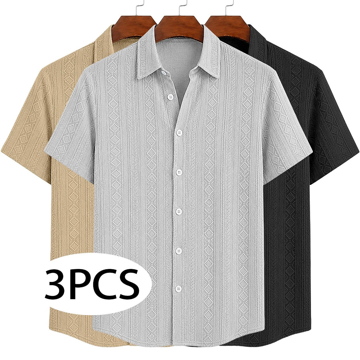 3-Pack Men's Textured Jacquard Shirts