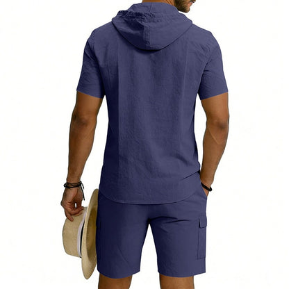 Men's 2-Piece Linen Set-Shirt and Shorts