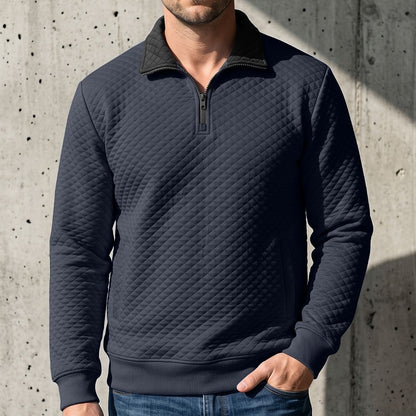 Colorblock Waffle Quarter-Zip Sweatshirt