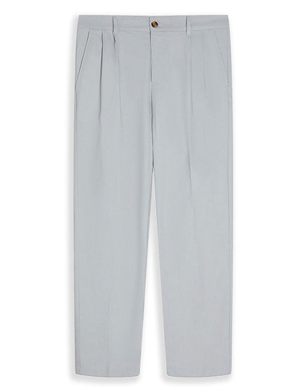 Men's Linen Dress Pants - Pleated Pants Straight Leg for Summer Comfort