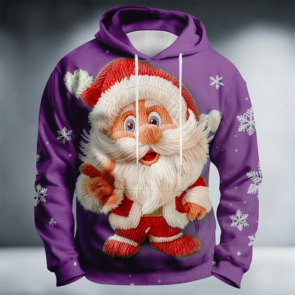 Festive Santa Christmas Casual Pullover Hoodie