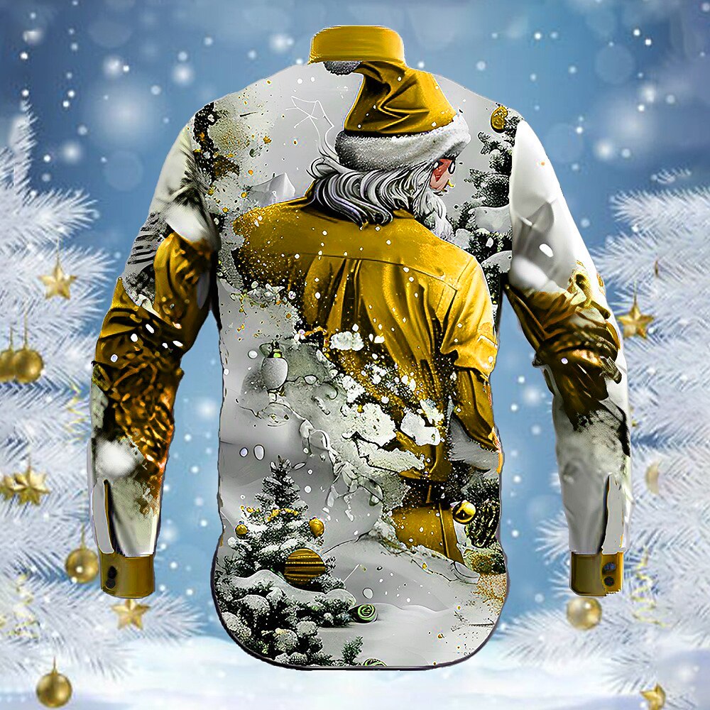 Men's Santa Christmas 3D Button-Up Shirt