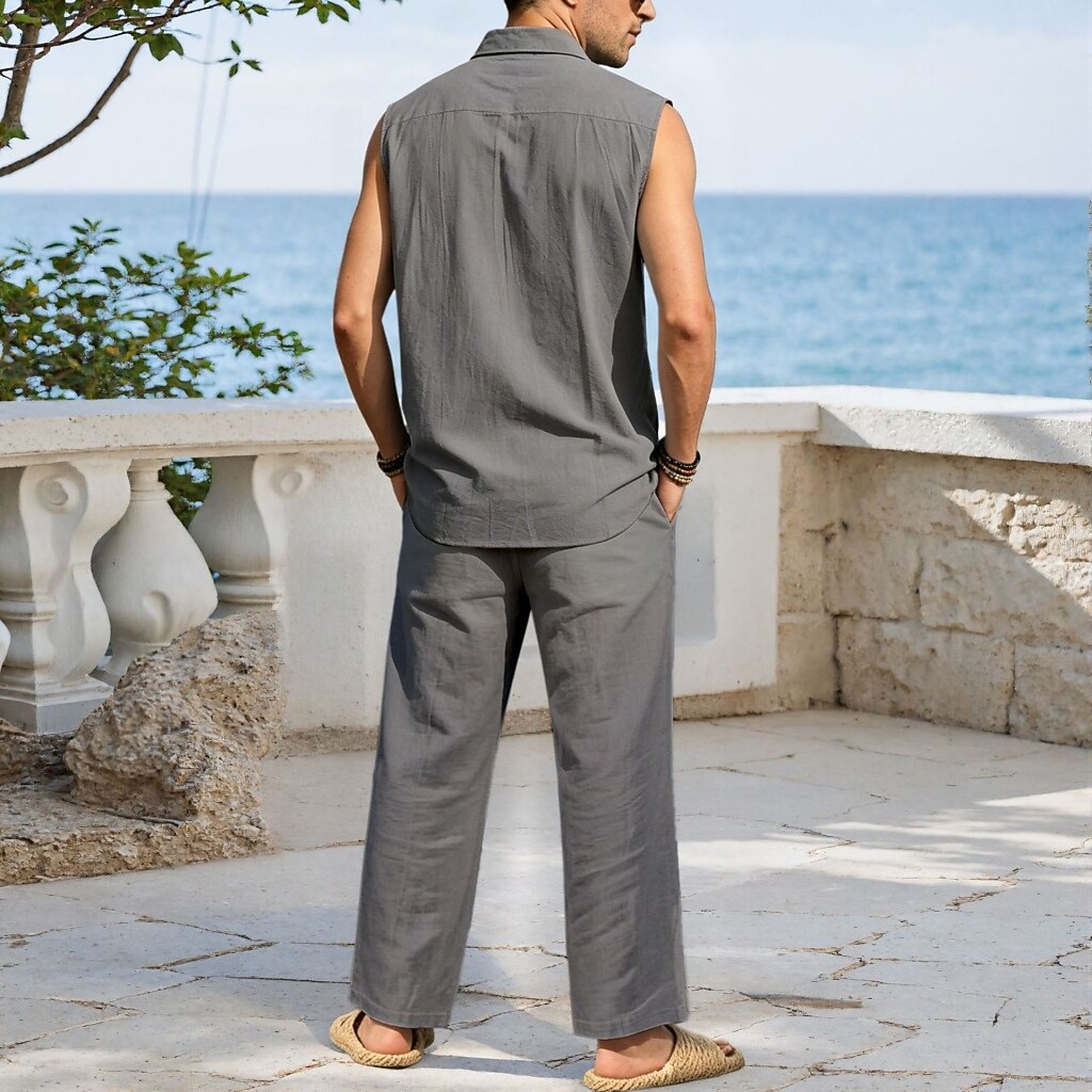 Men's 2-Piece Linen Shirt & Pants Set