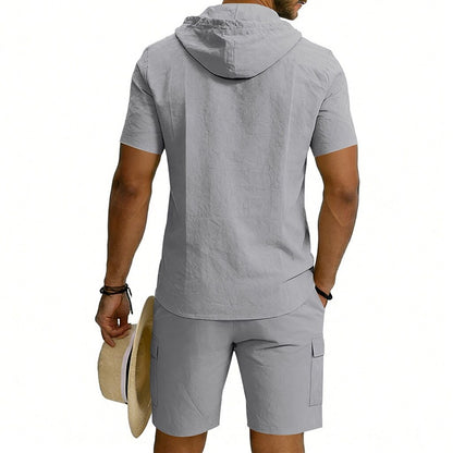 Men's 2-Piece Linen Set-Shirt and Shorts