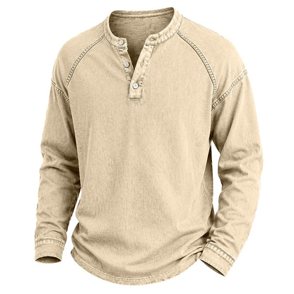 Broken-in Cotton Long Sleeve Henley