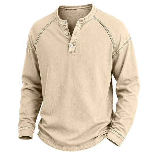 Broken-in Cotton Long Sleeve Henley