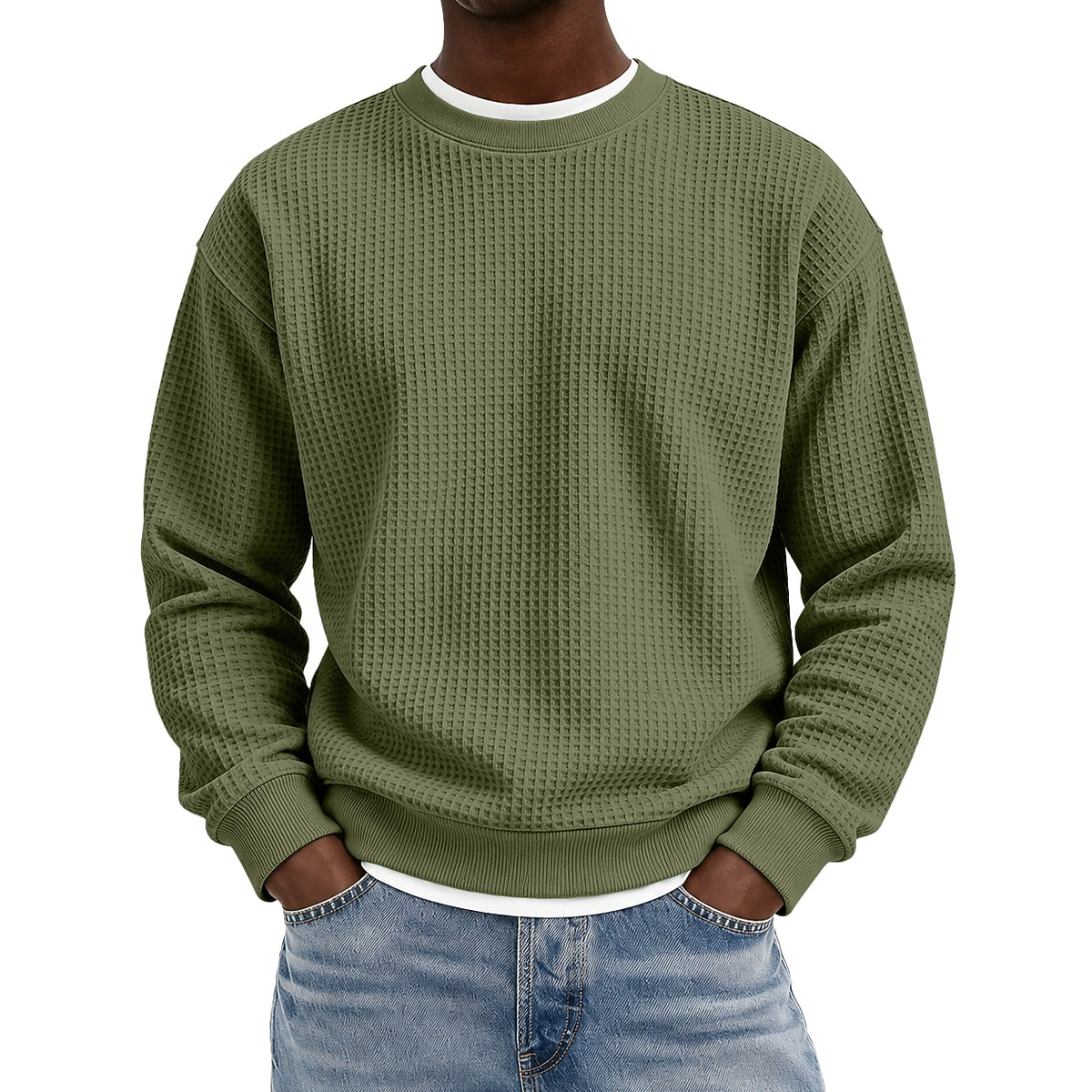 Classic Crewneck Waffle Sweatshirt Pullover