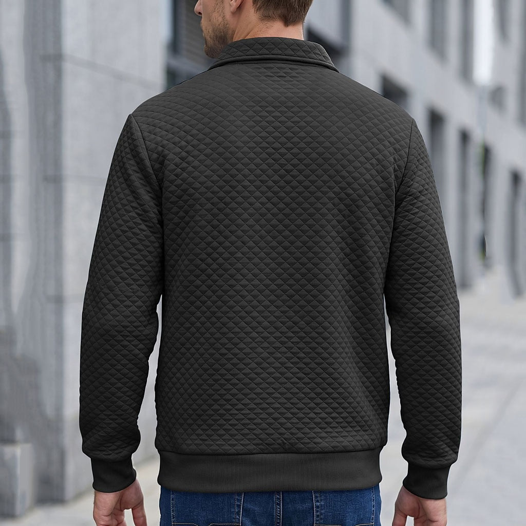 Colorblock Waffle Quarter-Zip Sweatshirt