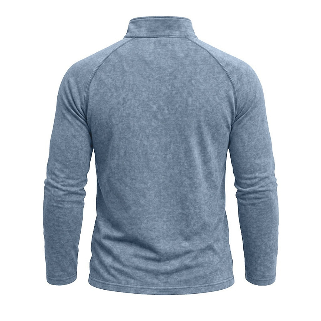 Relaxed Washed Cotton Henley Shirt