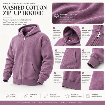 Broken-In Cotton Full Zip Hoodie
