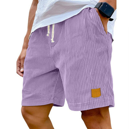 Men's Comfort Corduroy Shorts-Casual Plain Knee Length