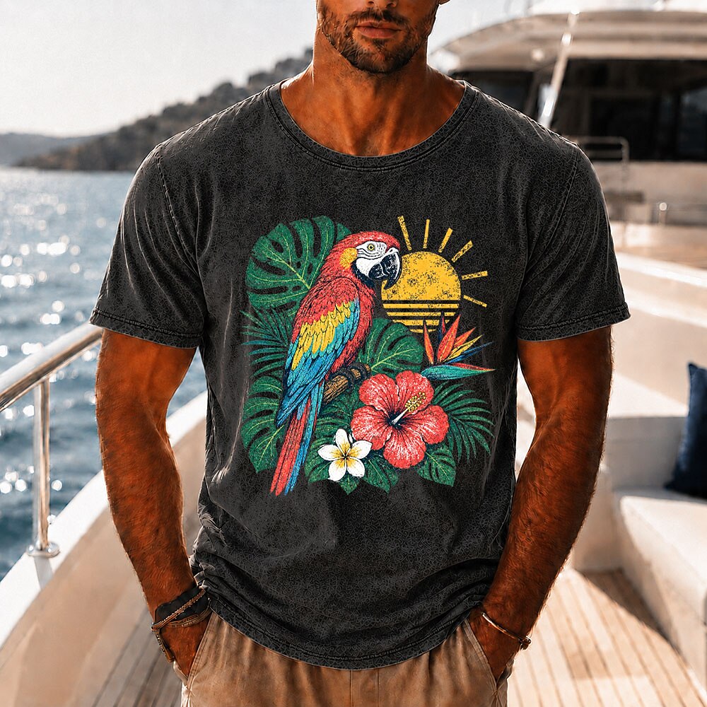 Broken-In 100% Cotton Floral Parrot Tee